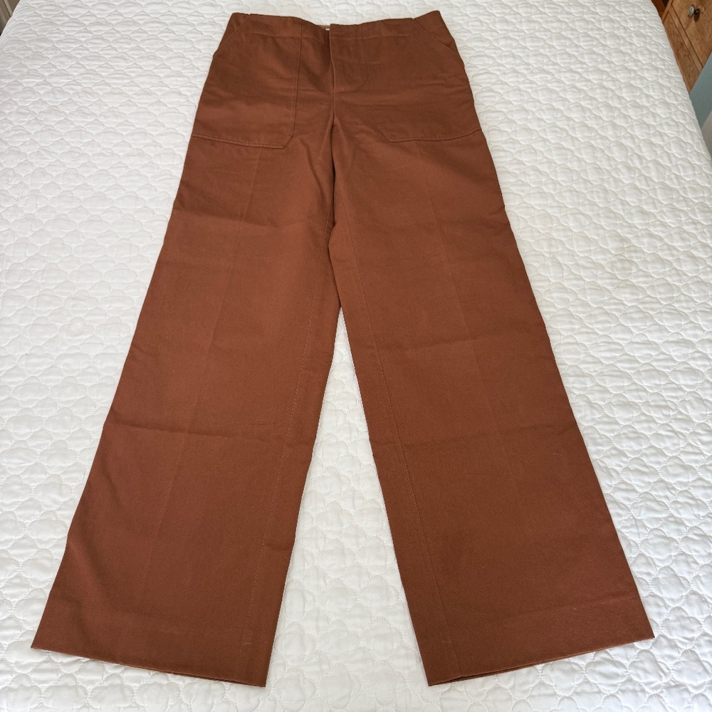 Plan C Wide Leg Patch Pocket Trousers in Rust Color Sz 40 Made‎ in Italy